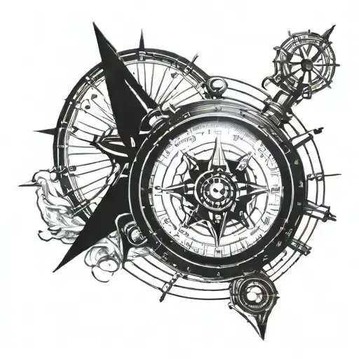 aviation compass and coordinates  tattoo design idea