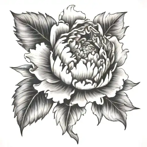 peony flower tattoo design idea