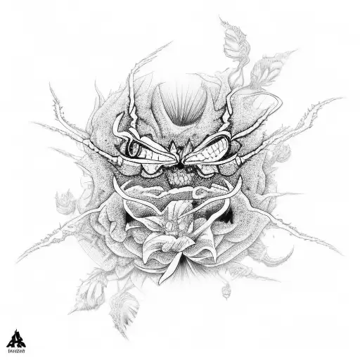 araña con diferentes flores tattoo design idea