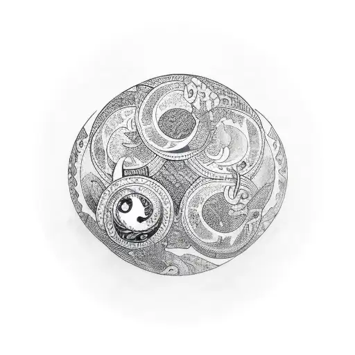 pangolin with yin yang tattoo design idea