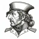 A dramatic portrait of Javert from Les Miserables, capturing his intensity and determination tattoo design idea