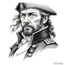 A dramatic portrait of Javert from Les Miserables, capturing his intensity and determination tattoo design idea