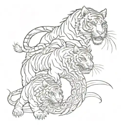 tiger and dragon and bull tattoo design idea