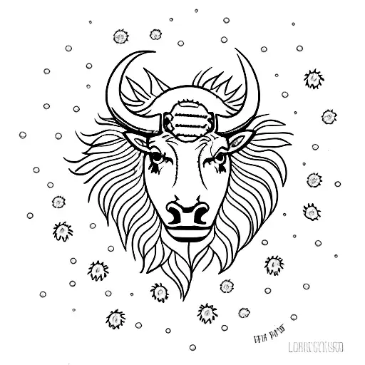 small white buffalo walking through sunflowers tattoo design idea
