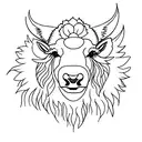 small white buffalo walking through sunflowers tattoo design idea