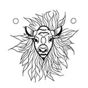 small white buffalo walking through sunflowers tattoo design idea