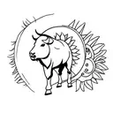 small white buffalo walking through sunflowers tattoo design idea
