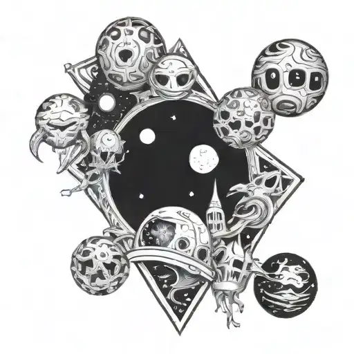 space and cosmic horror tattoo design idea