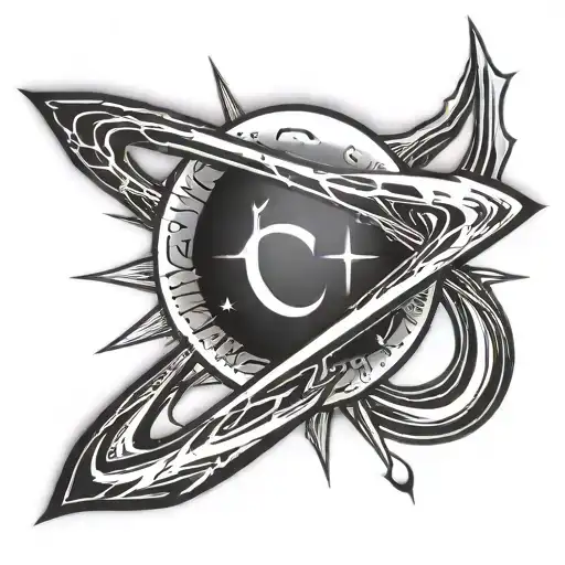 atheist logo combine meteor  tattoo design idea