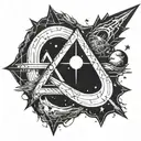 atheist logo combine meteor  tattoo design idea