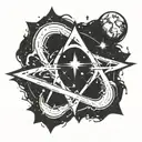 atheist logo combine meteor  tattoo design idea