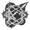atheist logo combine meteor  tattoo design idea