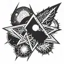atheist logo combine meteor  tattoo design idea