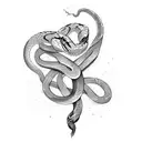 snake with broken heart tattoo design idea