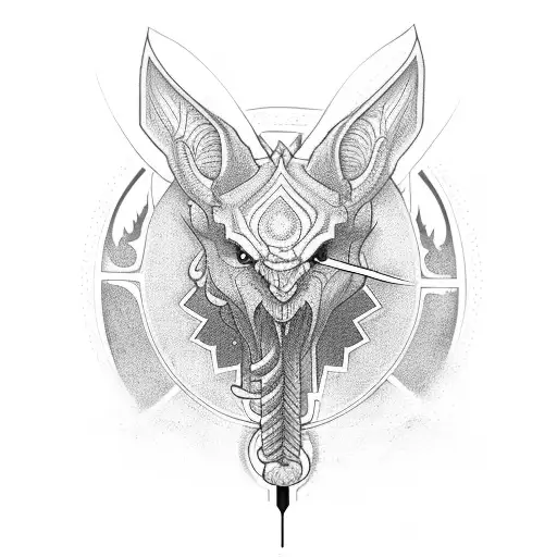 a pair of amber eyes, the word "Dovahkin" above it horizontally, the words "Mh Dajy" below it vertically tattoo design idea