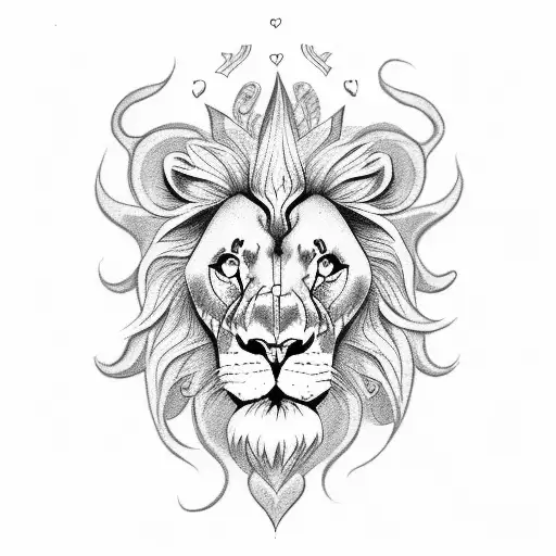 Heart lion daphne tattoo design idea