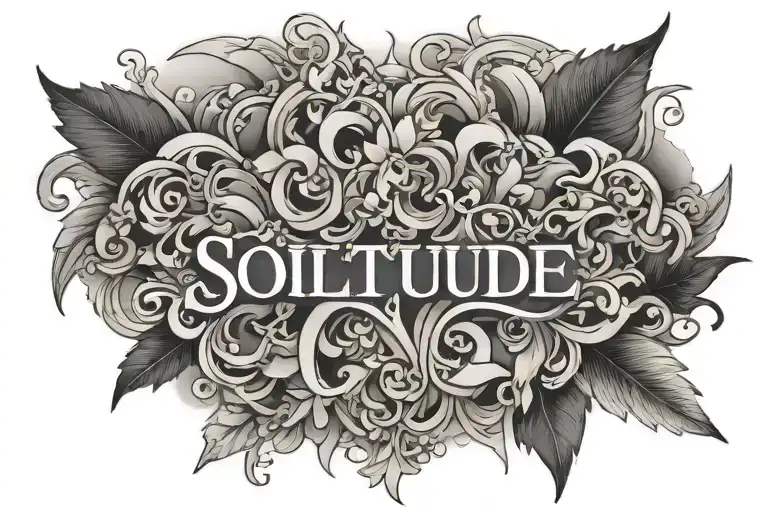 the word solitude tattoo design idea