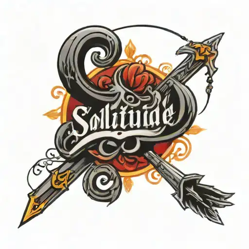 dark font saying solitude tattoo design idea