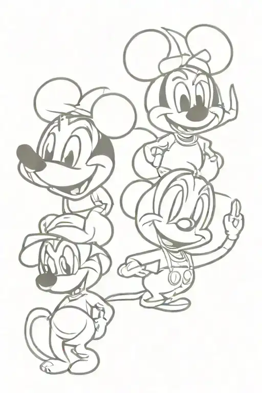 Old time Disney characters tattoo design idea