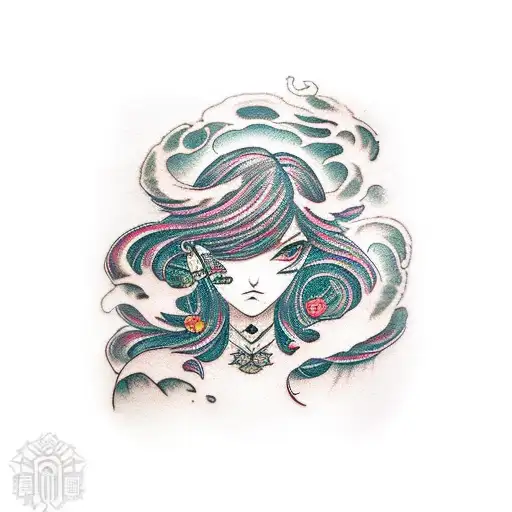 emo dagger girl tattoo design idea