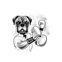 A tattoo of a boxer throwing a punch with a knife as the glove tattoo design idea