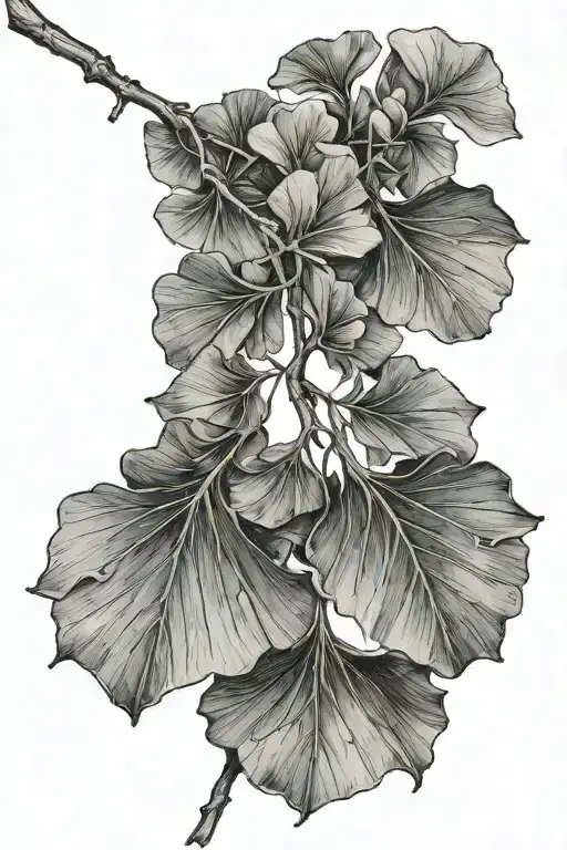 ginkgo leaves intertwined tattoo design idea
