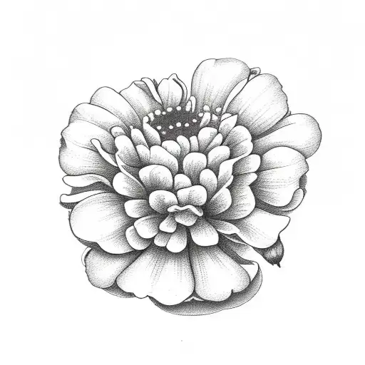 2 marigolds, 2 poppys and one snowdrop in black and white with dainty greenery tattoo design idea