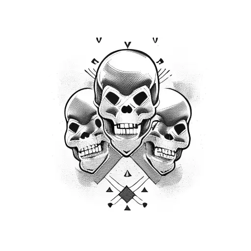 Two black horizontal lines, and between them a smiling skull with a beard tattoo design idea