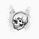 Two black horizontal lines, and between them a smiling skull with a beard tattoo design idea