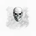 Two black horizontal lines, and between them a smiling skull with a beard tattoo design idea