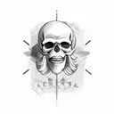 Two black horizontal lines, and between them a smiling skull with a beard tattoo design idea