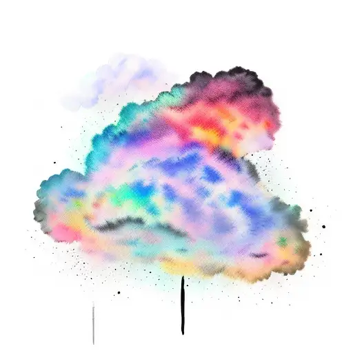 watercolor cloud with black smoke tattoo design idea