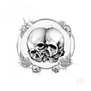 gemini twins skull tattoo design idea