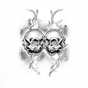 gemini twins skull tattoo design idea
