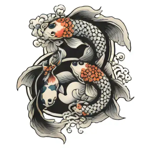koi fish yin yang tattoo design idea