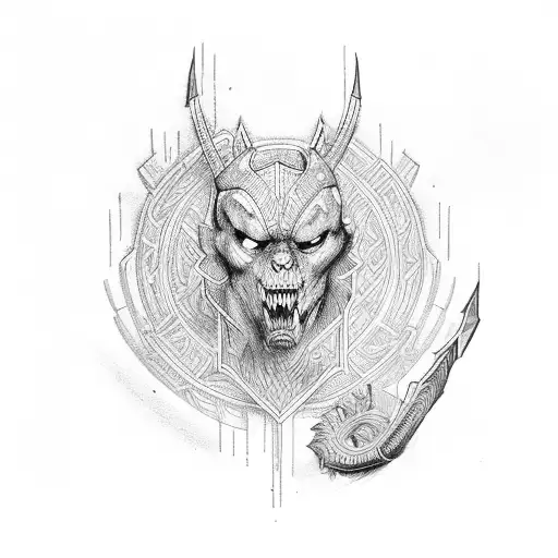 avengersin a quad chevron pattern upper arm tattoo design idea