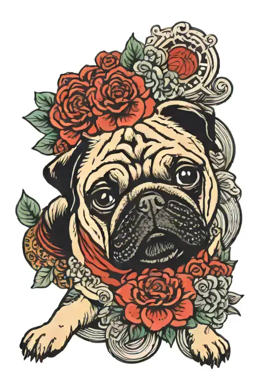 pug dog tattoo design idea
