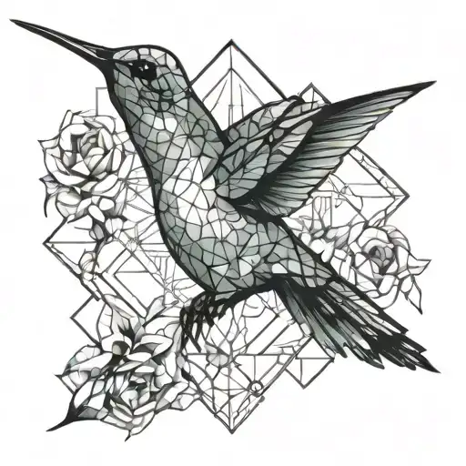 Hummingbird and butterfly emerging tattoo design idea