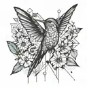 Hummingbird and butterfly emerging tattoo design idea