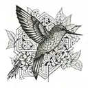 Hummingbird and butterfly emerging tattoo design idea