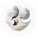 double crescent moon with face back to back  tattoo design idea