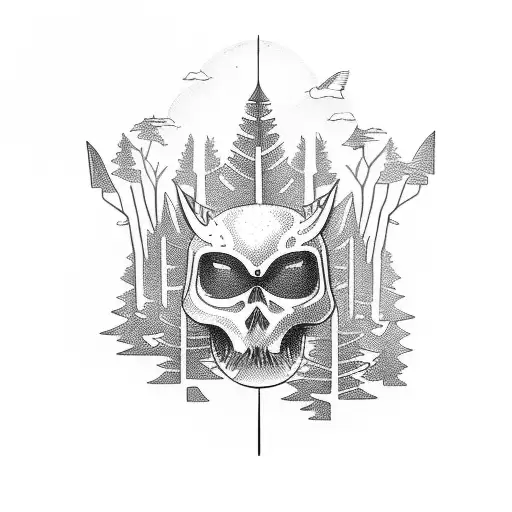 Motorcycle adventure through a mystical forest tattoo design idea