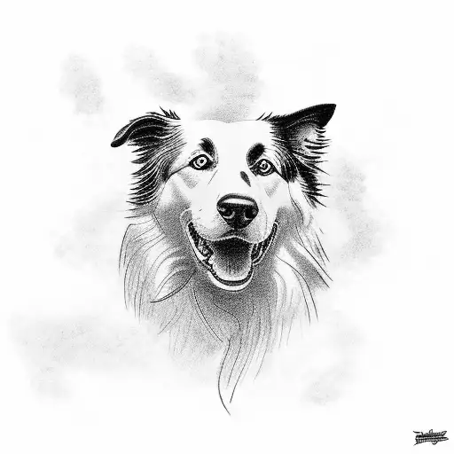 A border collie herding a group of motorcycles tattoo design idea