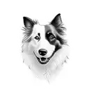 A border collie herding a group of motorcycles tattoo design idea