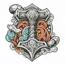 Thor hammer tattoo design idea