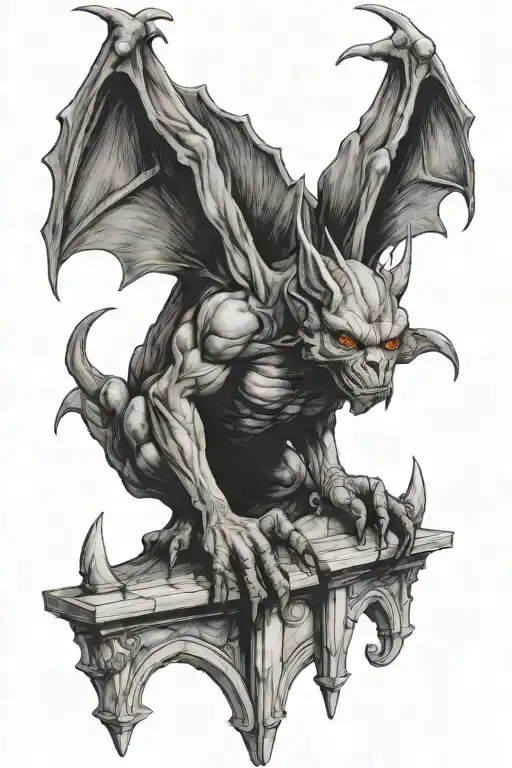 dark gargoyle gothic architecture tattoo design idea
