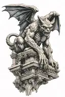 gargoyle gothic architecture sky background tattoo design idea