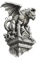 gargoyle gothic architecture sky background tattoo design idea