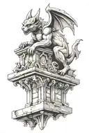 gargoyle gothic architecture sky background tattoo design idea