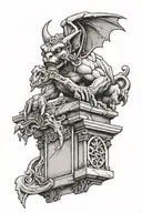 gargoyle gothic architecture sky background tattoo design idea